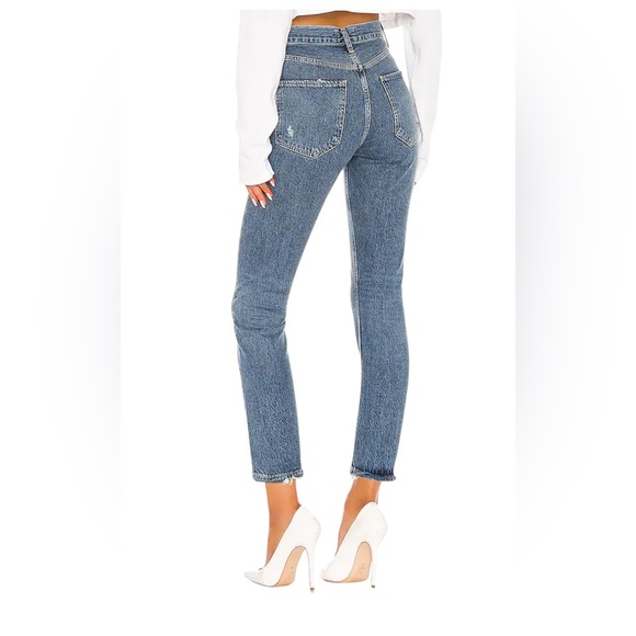 Agolde Riley High Rise Straight Crop Jeans Size 26 Light Wash Button Fly Rigid - Picture 3 of 10